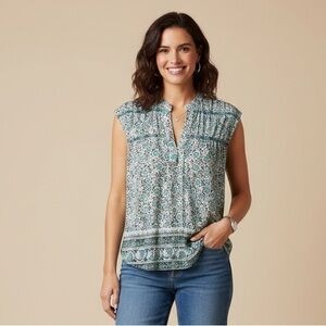 Lucky Brand Easy Afternoon‎  V- Neck Green Tank Top